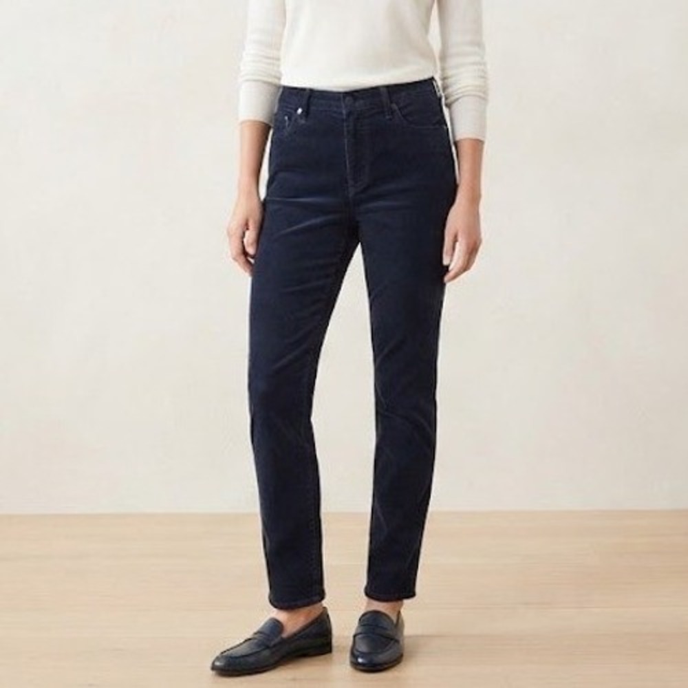 Talbots Corduroy Pants Women 8P Navy NEW Flawless High Waist Straight Leg Slim